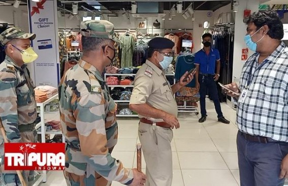 Police continue Vigilance over Corona Curfew Rules in Capital City Agartala : Shopping Malls closed as Govt Allowed only small shops with Limited times